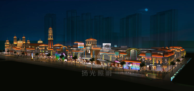 商業街照明設計鳥瞰效果圖